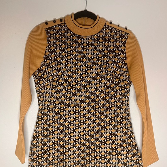 vintage gold ribbed geometric print sweater size medium - Picture 2 of 6